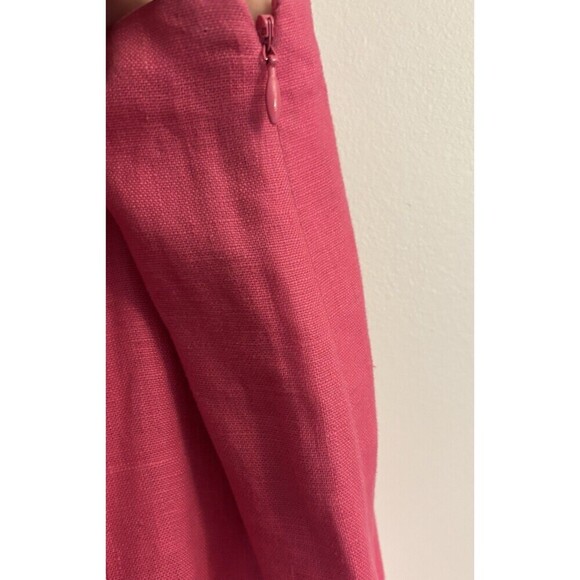 LAUREN RALPH LAUREN Fit & Flare Pink Linen Skirt Women 14 Zip Lined Knee Length - Picture 4 of 11